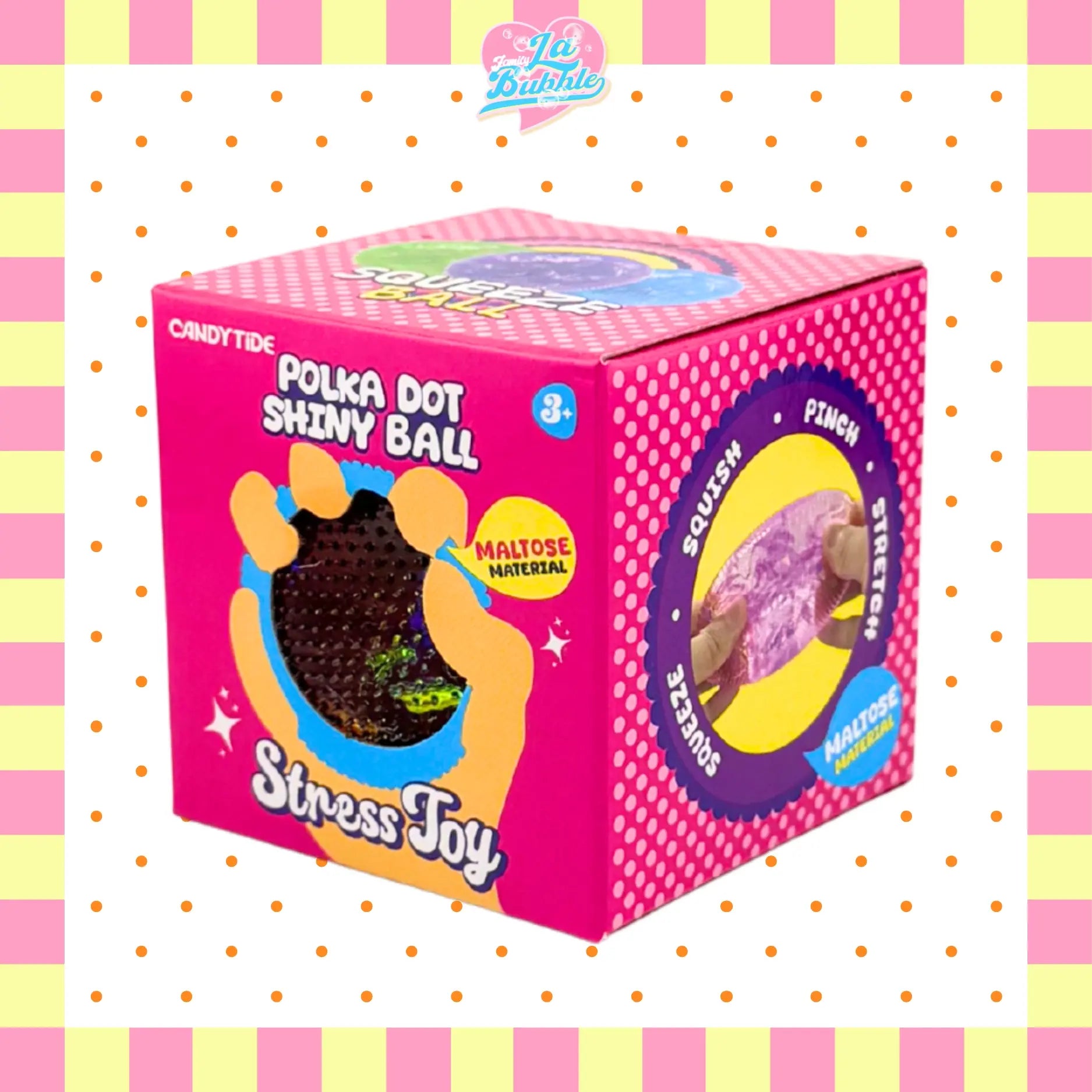 Polka Dot Shiny Stress Relief Ball – Soft, Stretchy & Squishy Fun!