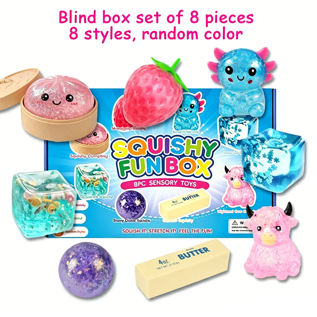 8-Pack Malt Sugar Squishy Stress Relief Toys - Slow-Rising Fidget Bundle for Sensory Play, Party Favors & Gifts!