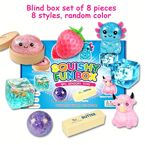 8-Pack Malt Sugar Squishy Stress Relief Toys - Slow-Rising Fidget Bundle for Sensory Play, Party Favors & Gifts!