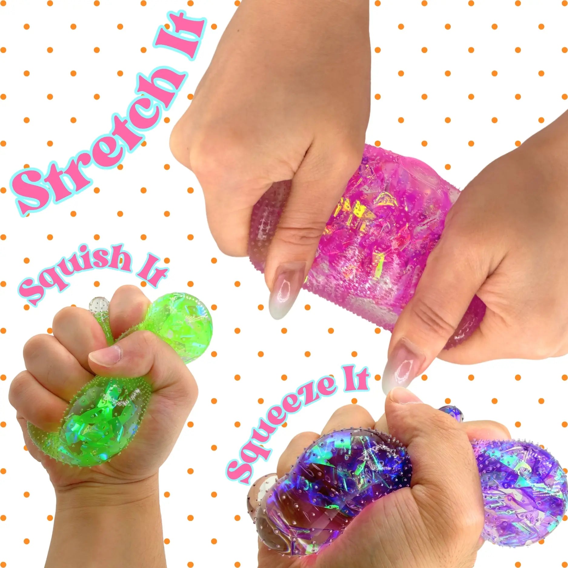 Polka Dot Shiny Stress Relief Ball – Soft, Stretchy & Squishy Fun!