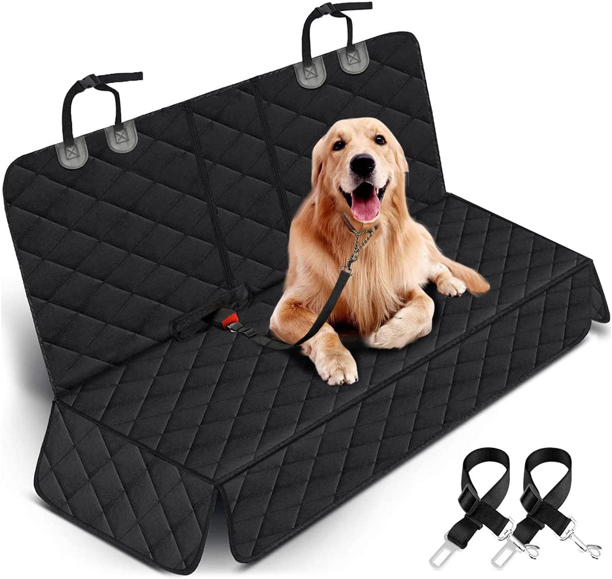 Premium Waterproof Dog Car Seat Cover - Durable Back Seat Protector for Most Cars, SUVs & Trucks (53" Width) - Fits Middle Armrest - Black