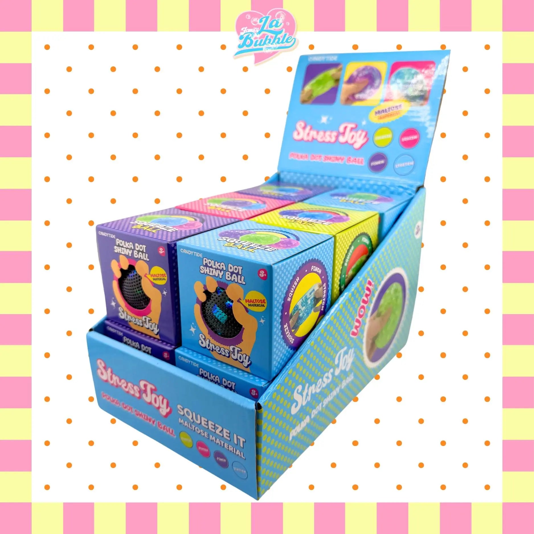 Polka Dot Shiny Stress Relief Ball – Soft, Stretchy & Squishy Fun!