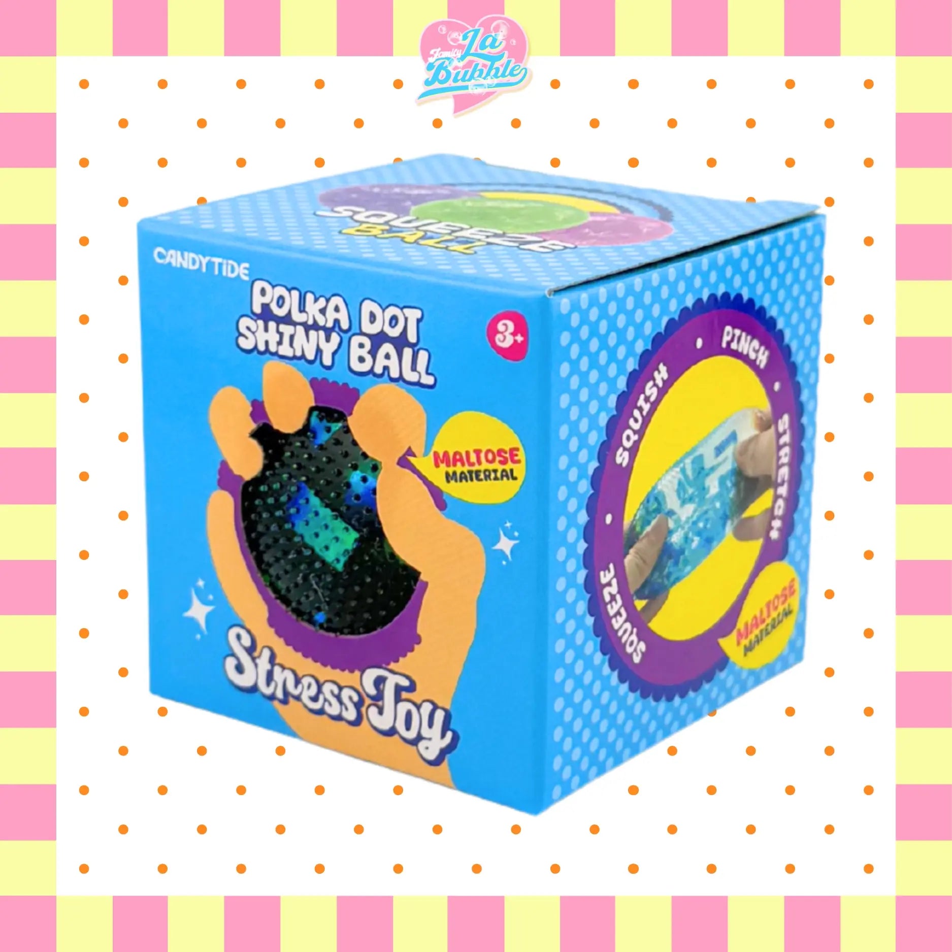 Polka Dot Shiny Stress Relief Ball – Soft, Stretchy & Squishy Fun!