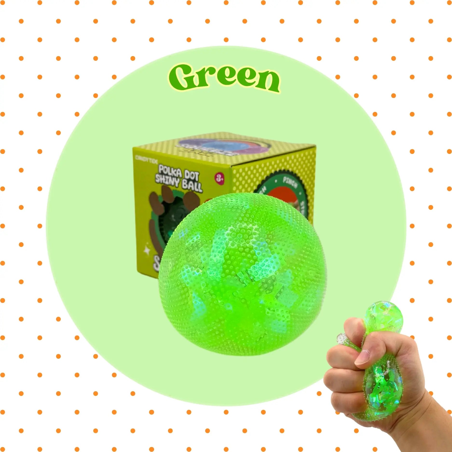 Polka Dot Shiny Stress Relief Ball – Soft, Stretchy & Squishy Fun!