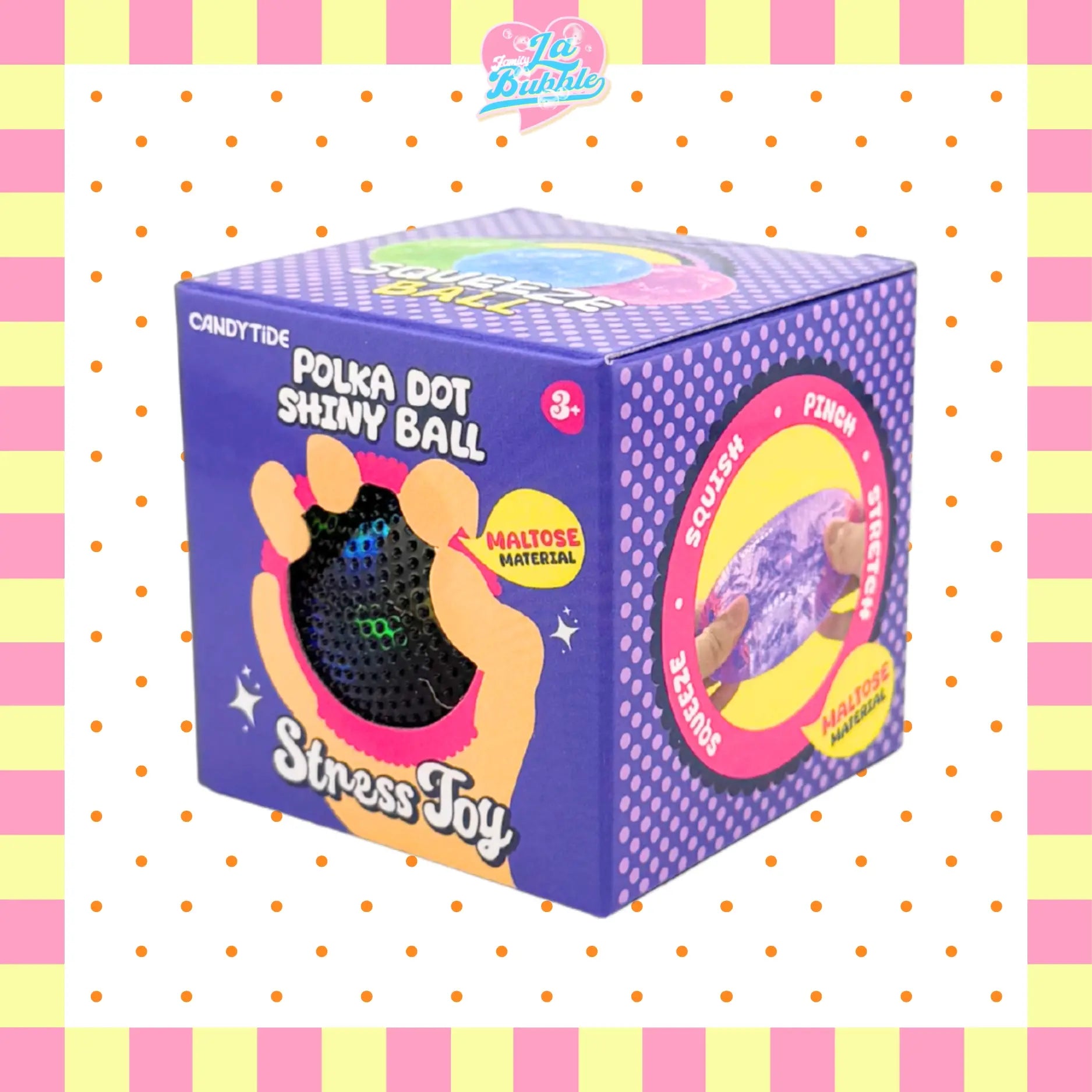Polka Dot Shiny Stress Relief Ball – Soft, Stretchy & Squishy Fun!