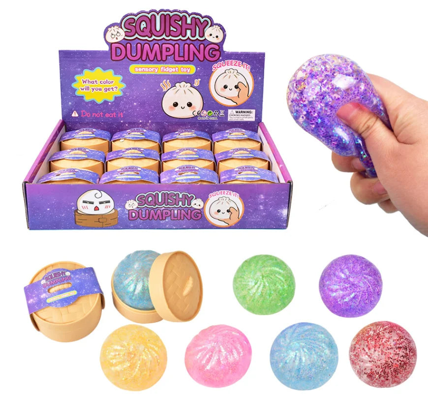 12-Pack Giant Dumpling Squishy Set - Ultra-Soft Squishies with Steamer Box Original