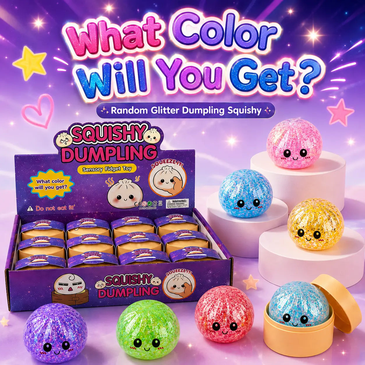 12Pcs Glitter Pearl Dumpling Squishy Toy Set - Adorable Sensory Fidget Toys for Stress Relief, Colorful Soft Squeeze Toys, Ideal Party Favors & Birthday Gifts for All Ages