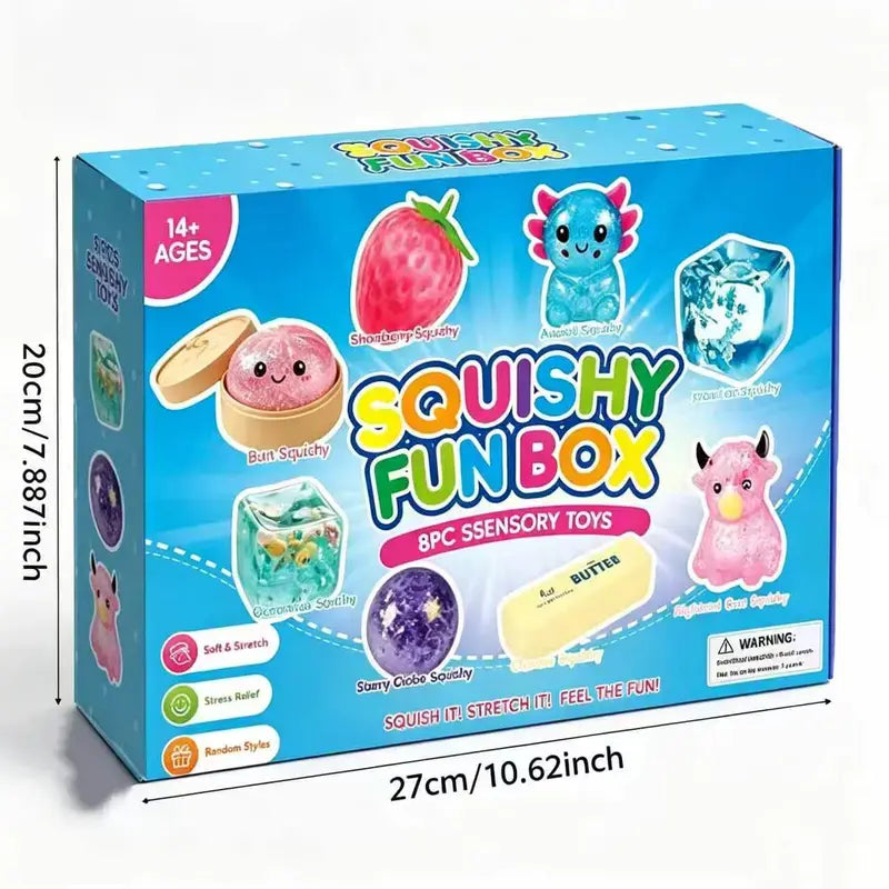8-Pack Malt Sugar Squishy Stress Relief Toys - Slow-Rising Fidget Bundle for Sensory Play, Party Favors & Gifts!