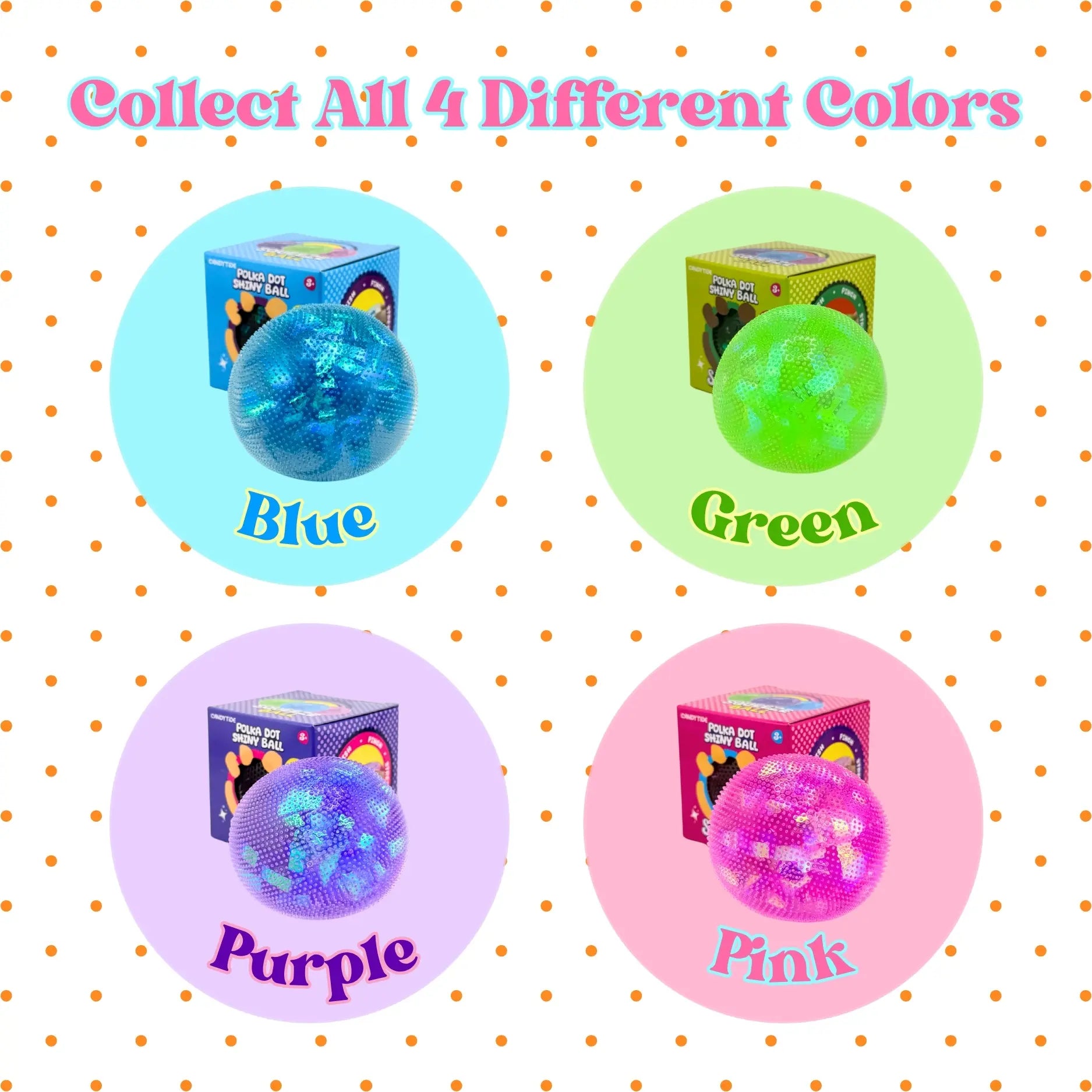 Polka Dot Shiny Stress Relief Ball – Soft, Stretchy & Squishy Fun!