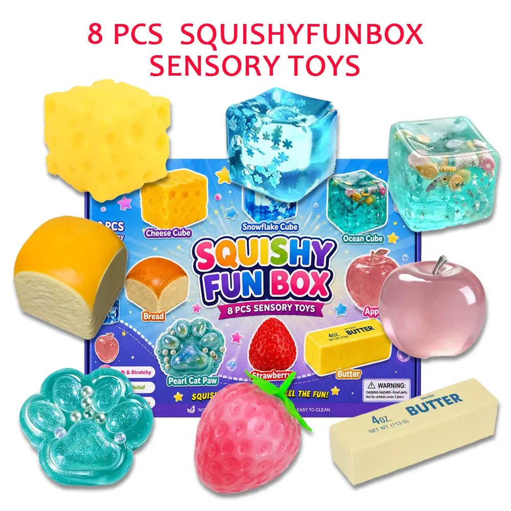8-Pack Malt Sugar Squishy Stress Relief Toys - Slow-Rising Fidget Bundle for Sensory Play, Party Favors & Gifts!