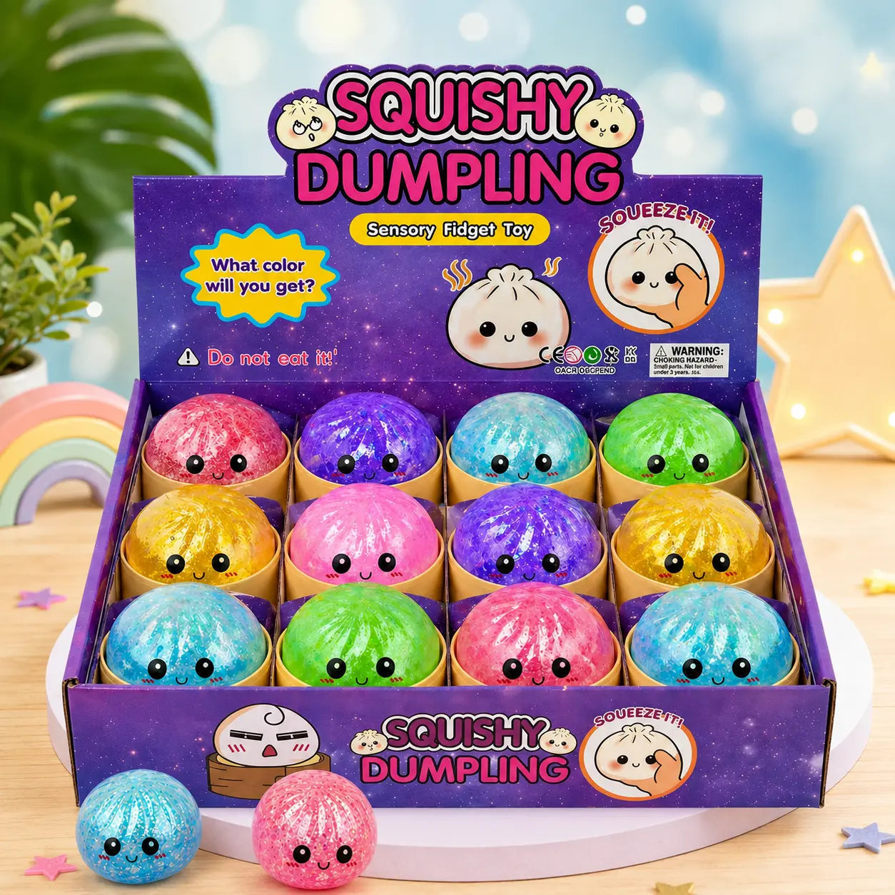 12Pcs Glitter Pearl Dumpling Squishy Toy Set - Adorable Sensory Fidget Toys for Stress Relief, Colorful Soft Squeeze Toys, Ideal Party Favors & Birthday Gifts for All Ages