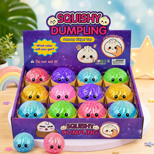 12Pcs Glitter Pearl Dumpling Squishy Toy Set - Adorable Sensory Fidget Toys for Stress Relief, Colorful Soft Squeeze Toys, Ideal Party Favors & Birthday Gifts for All Ages